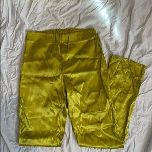 zara green satin fun pants size S